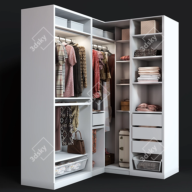 Modern Corner Wardrobe: Ikea Pax 3D model image 2