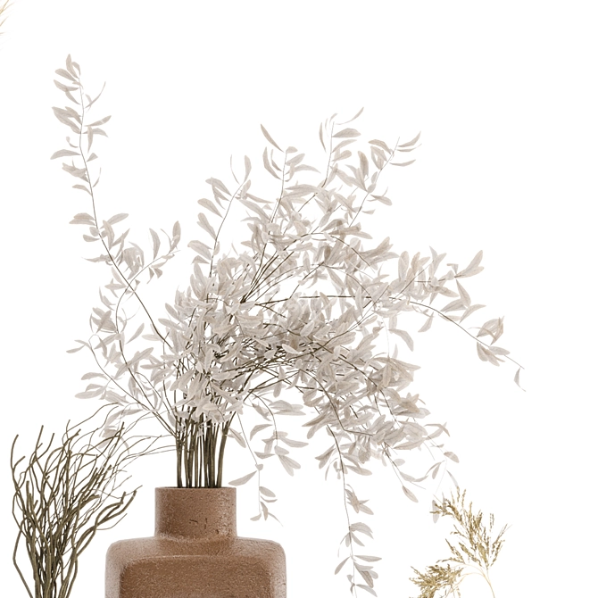 Natural Beauty: Dried Pampas with Concrete Vase 3D model image 3