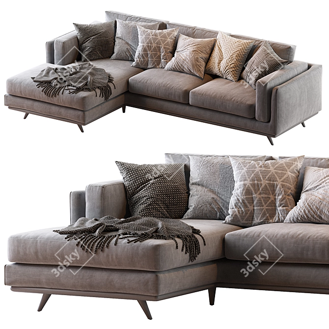 Zander Chaise Sectional: Modern Comfort for Your Space 3D model image 1