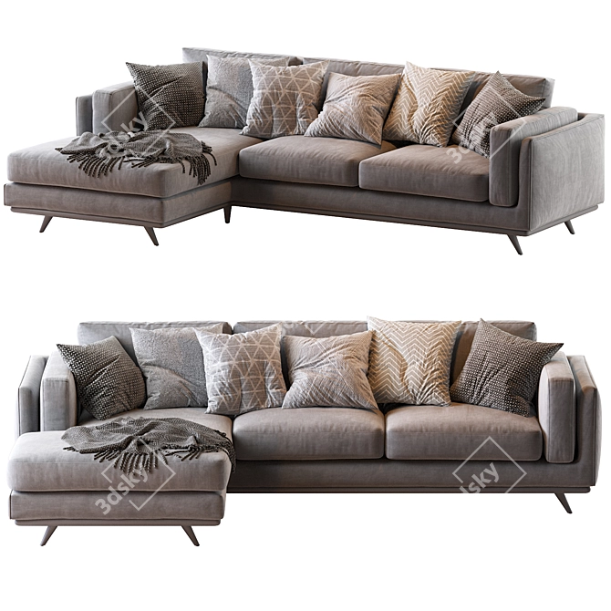 Zander Chaise Sectional: Modern Comfort for Your Space 3D model image 2