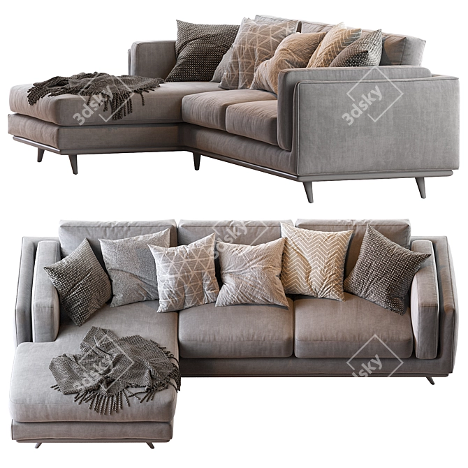 Zander Chaise Sectional: Modern Comfort for Your Space 3D model image 3