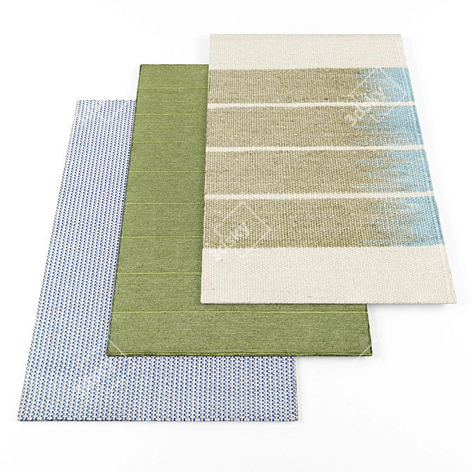 Modern Rugs Bundle: 4 Textured Carpets 3D model image 1