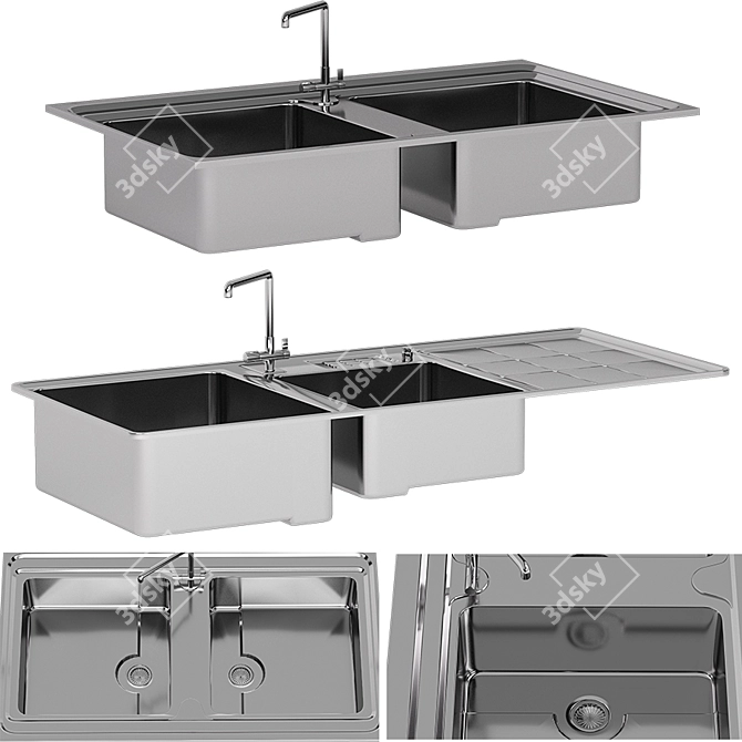  Dual Stainless Steel Sink 3D model image 2