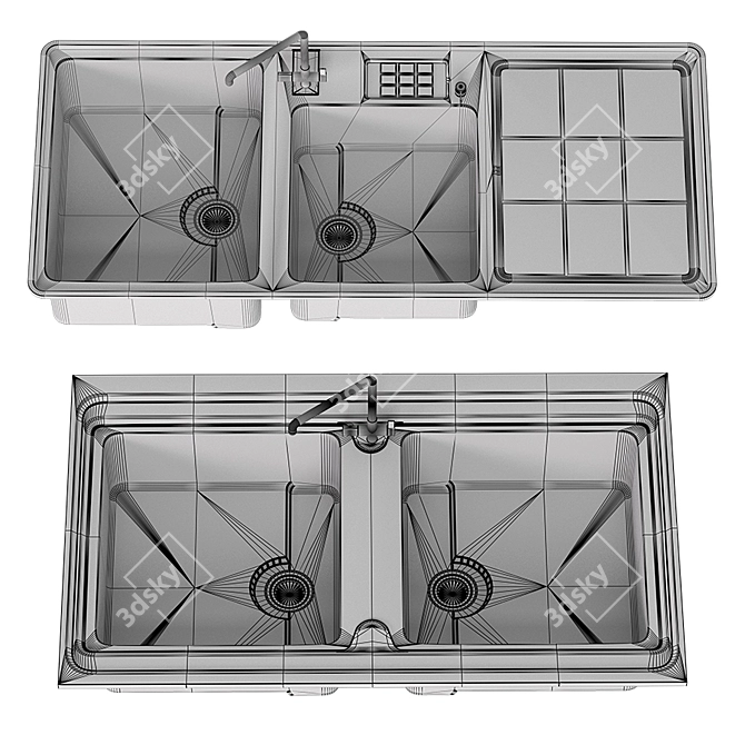  Dual Stainless Steel Sink 3D model image 4