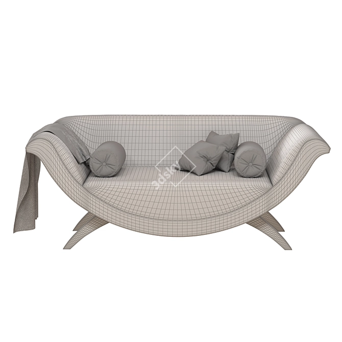Elegant Gray Velvet Sofa 3D model image 4