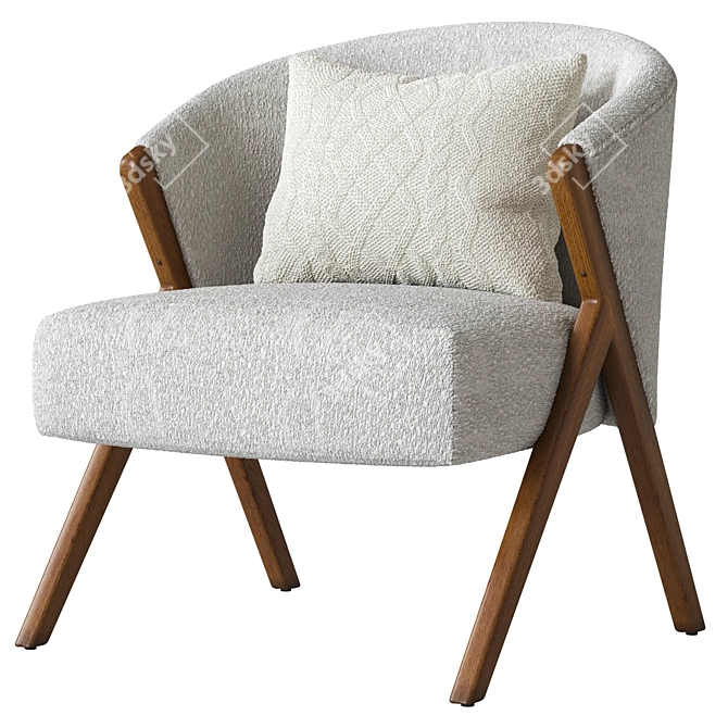 Bouclé Upholstered Armchair 3D model image 1