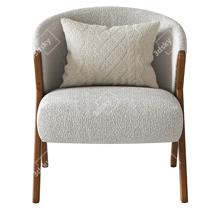 Bouclé Upholstered Armchair 3D model image 4