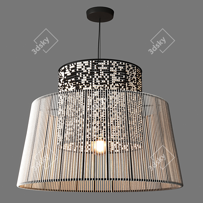 African-inspired Beaded Pendant Light 3D model image 1