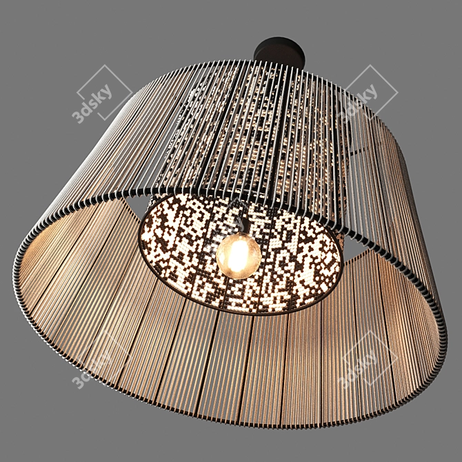 African-inspired Beaded Pendant Light 3D model image 5