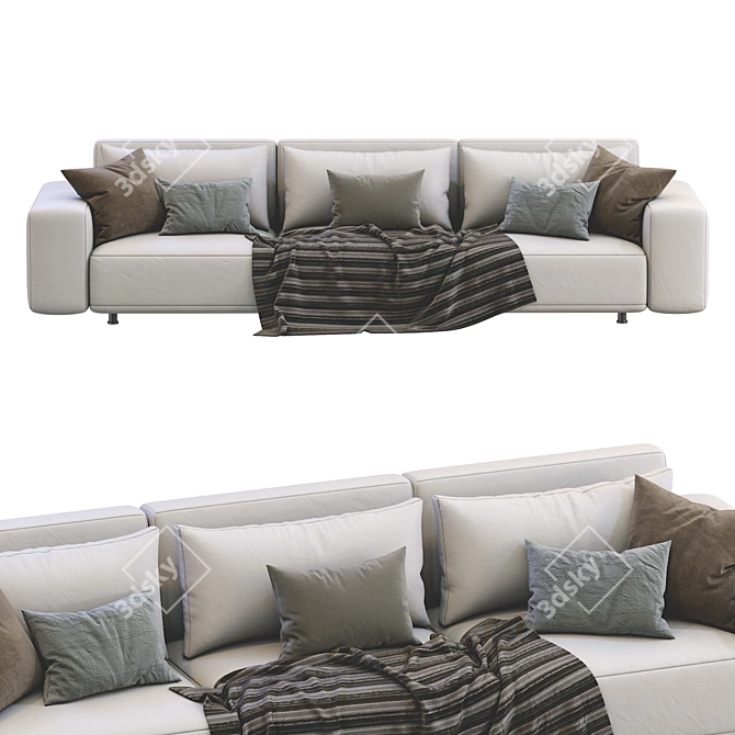 Dienne Cross Leather Sofa 3D model image 2
