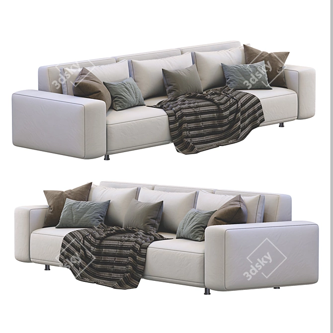 Dienne Cross Leather Sofa 3D model image 3