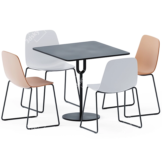 Elegant Piper Table & Maarten Chair 3D model image 1