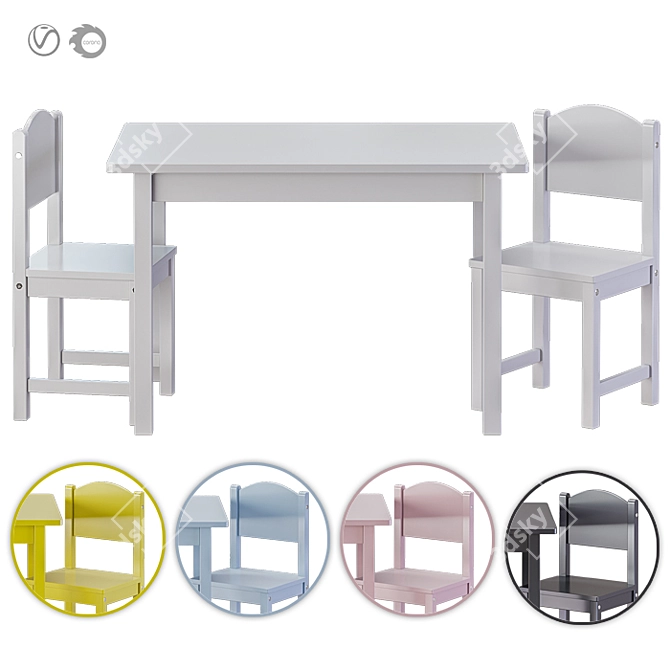 Sleek and Stylish IKEA SUNDVIK Kids Set 3D model image 1