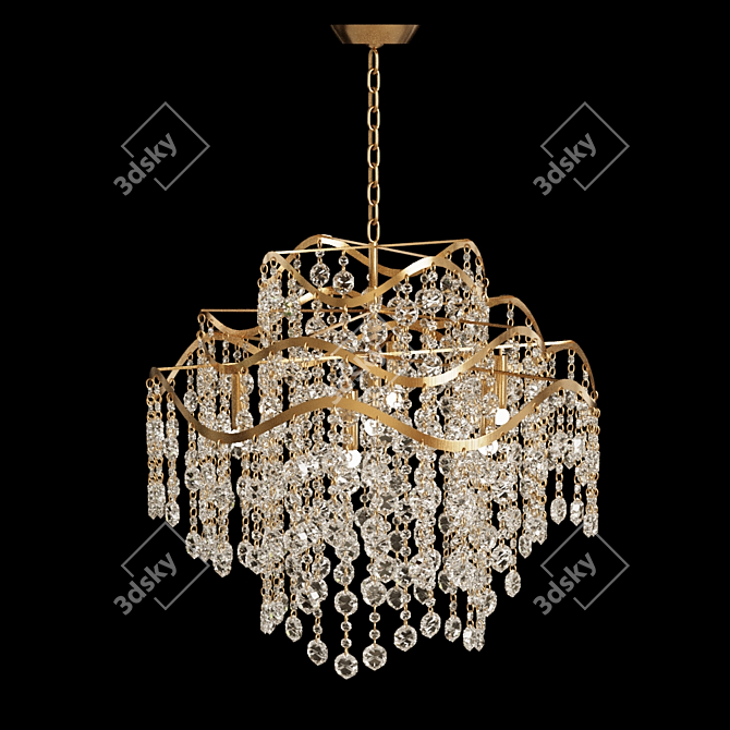 Elegant Glass Pendant Chandelier 3D model image 1