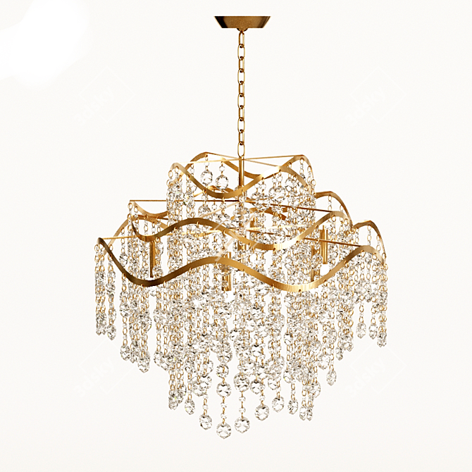 Elegant Glass Pendant Chandelier 3D model image 2