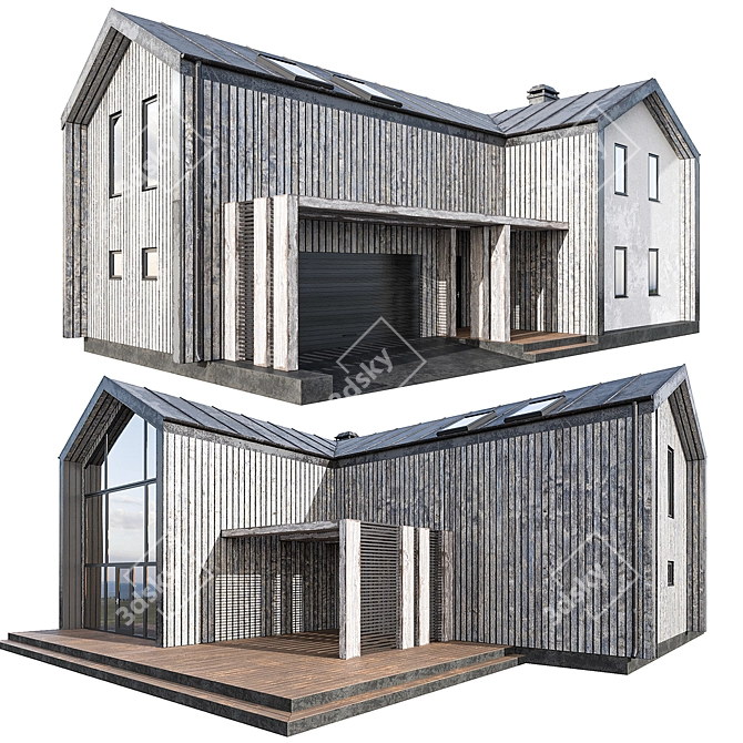Vintage Barnhouse with Panoramic Windows 3D model image 1