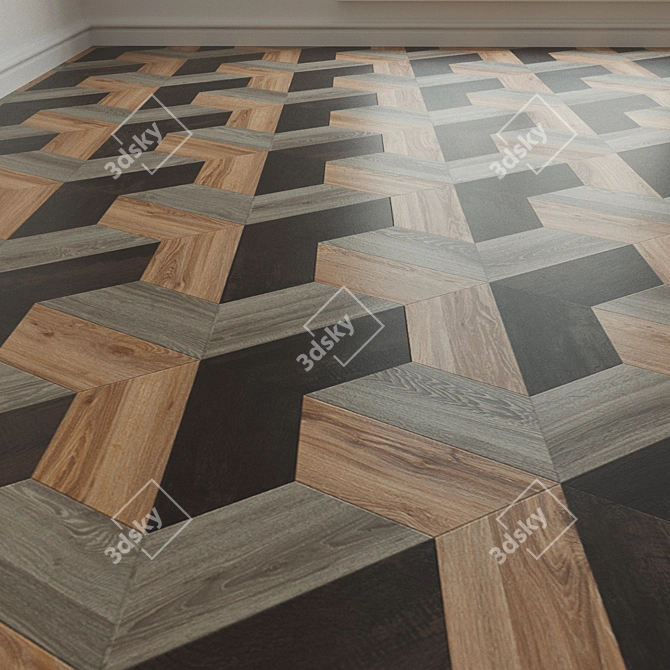 3D Porcelain Tile | Seamless Texture | Blackjack Oak 3D model image 1