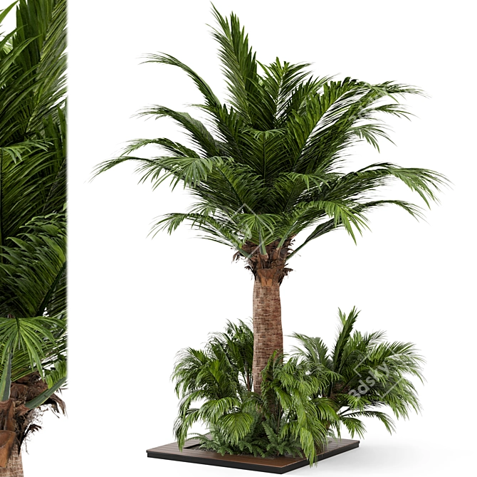 Outdoor Garden Set: Bush & Tree 3D model image 1