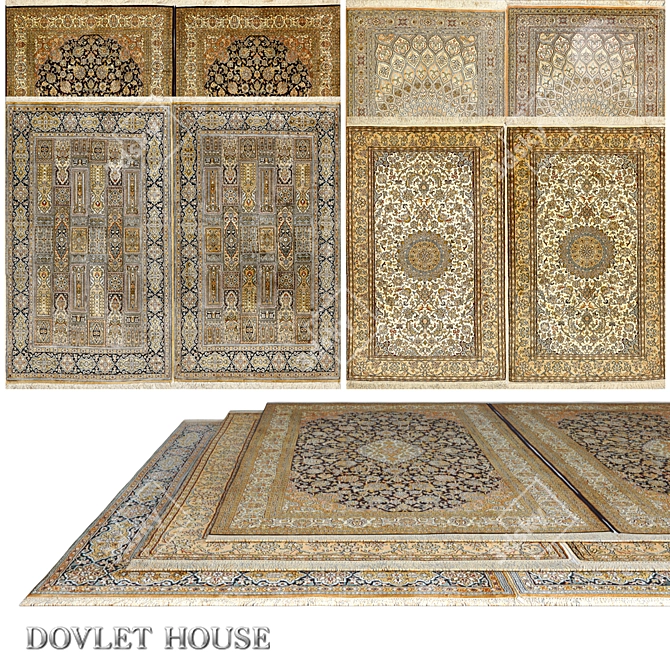Luxurious Silk Carpet Set (4 Pieces) 3D model image 1