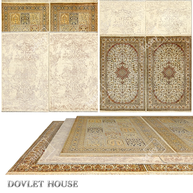 Luxurious Silk and Wool Double Carpets 3D model image 1