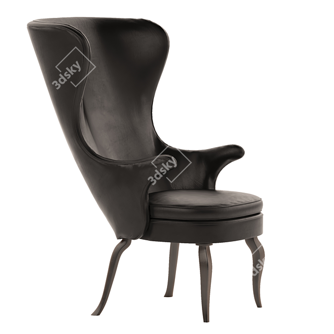 Winged High-Back Armchair: Luxury & Comfort 3D model image 1