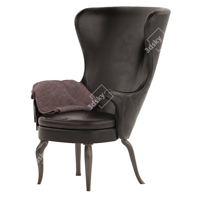 Winged High-Back Armchair: Luxury & Comfort 3D model image 2