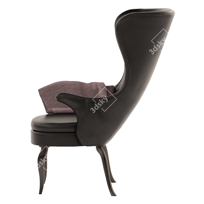 Winged High-Back Armchair: Luxury & Comfort 3D model image 3