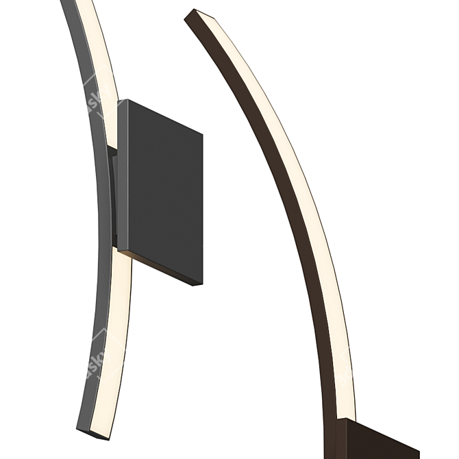 Sleek Curved L Arc Wall Light 3D model image 2