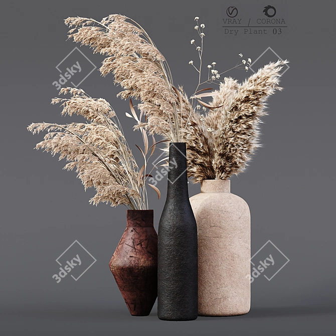 Elegant Dry Plant Décor 3D model image 1