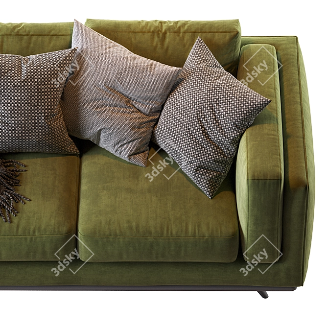 Zander Velvet Sofa: Modern & Stylish Seating 3D model image 6