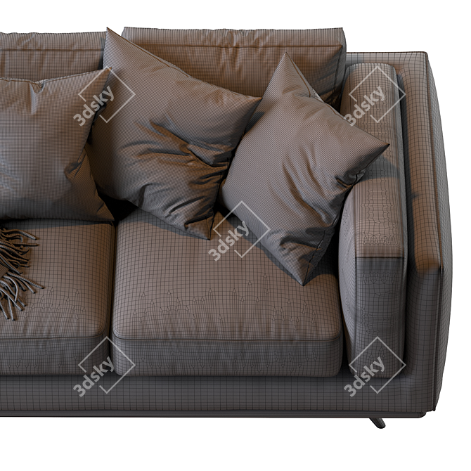 Zander Velvet Sofa: Modern & Stylish Seating 3D model image 7