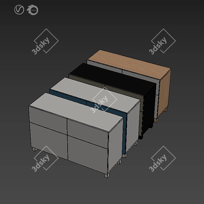 Modern IKEA BESTA BESTO 3 Wall Unit 3D model image 5