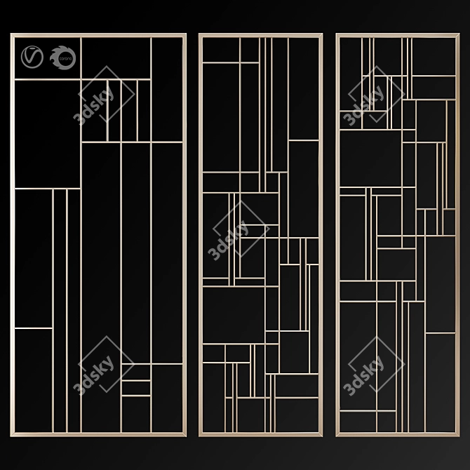 Modern Art Deco Panel 3D model image 1