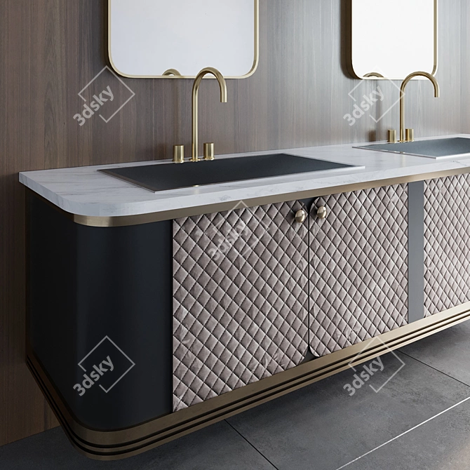 Sleek Bathroom Furniture Set 3D model image 3