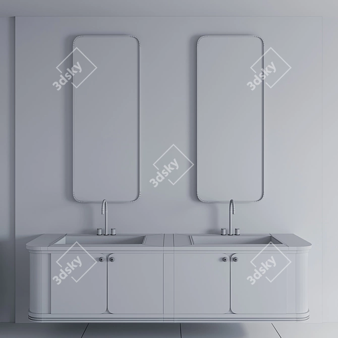 Sleek Bathroom Furniture Set 3D model image 4