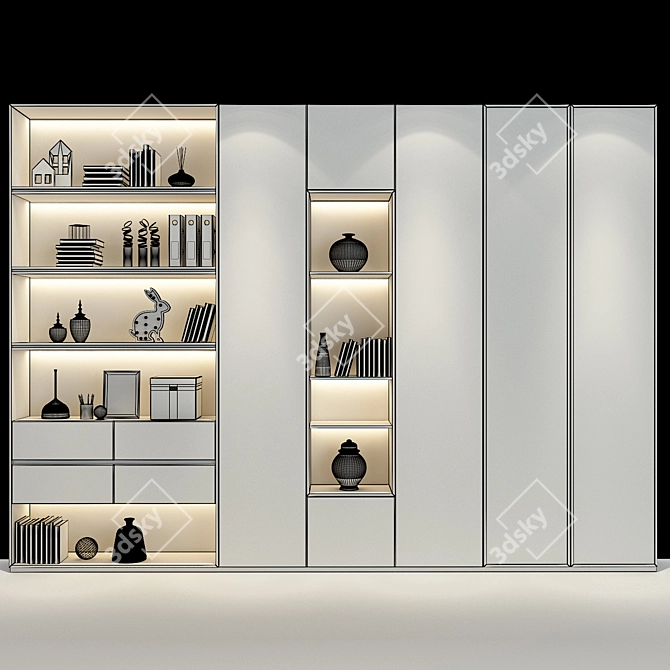 Elegant Wood Cabinet 3D model image 2