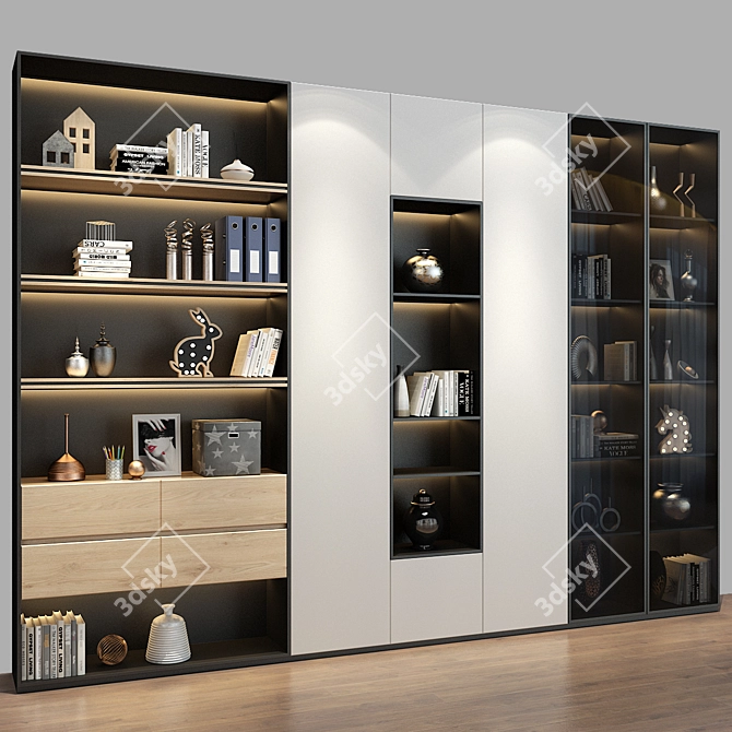 Elegant Wood Cabinet 3D model image 3