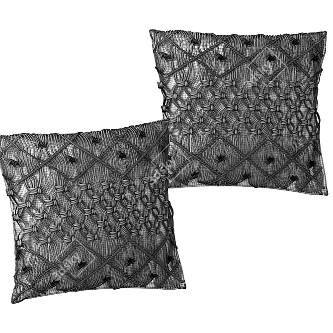 Boho Chic Macrame Cushion Set 3D model image 5