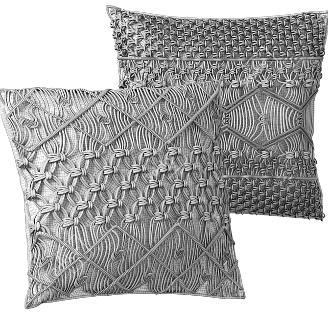 Boho Chic Macrame Cushion Set 3D model image 8