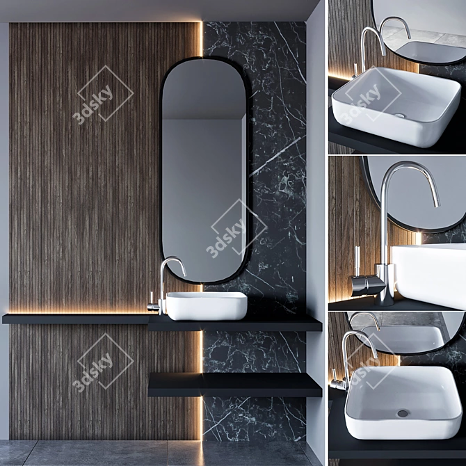 Elegant Bathroom Furniture Set 3D model image 1