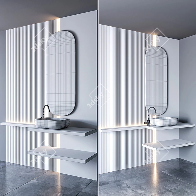 Elegant Bathroom Furniture Set 3D model image 3