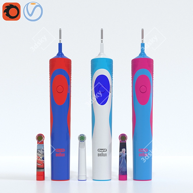 Oral-B Vitality Electric Toothbrush - Classic White and 2 for Kids 3D model image 1