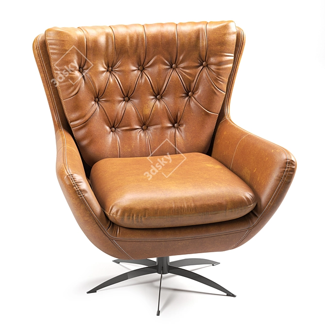 Luxury Wells Leather Armchair 3D model image 2