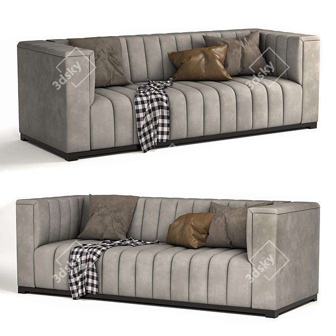 Elegant Velvet Tufted Sofa 3D model image 2