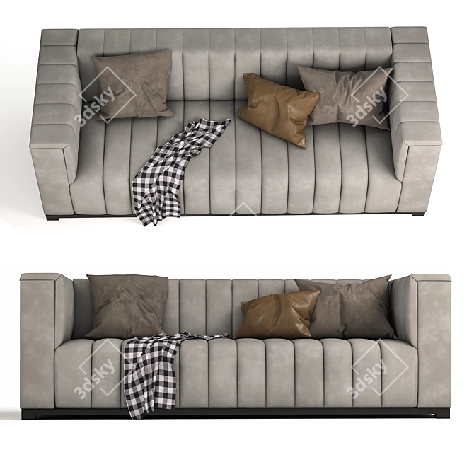 Elegant Velvet Tufted Sofa 3D model image 3