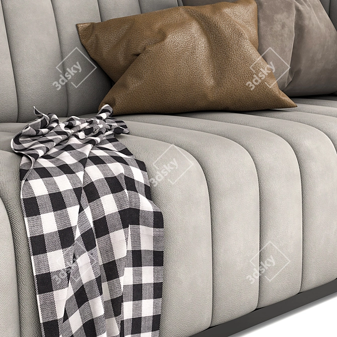 Elegant Velvet Tufted Sofa 3D model image 4
