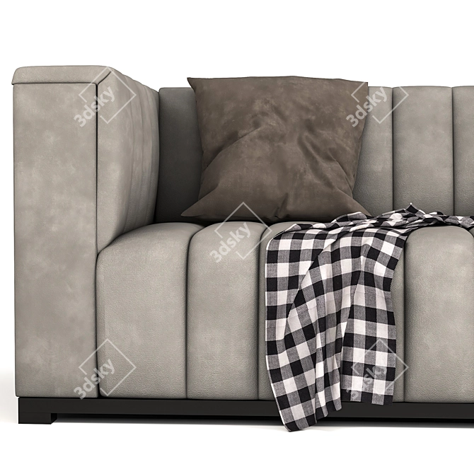 Elegant Velvet Tufted Sofa 3D model image 6