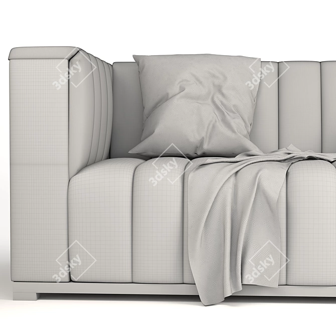 Elegant Velvet Tufted Sofa 3D model image 7