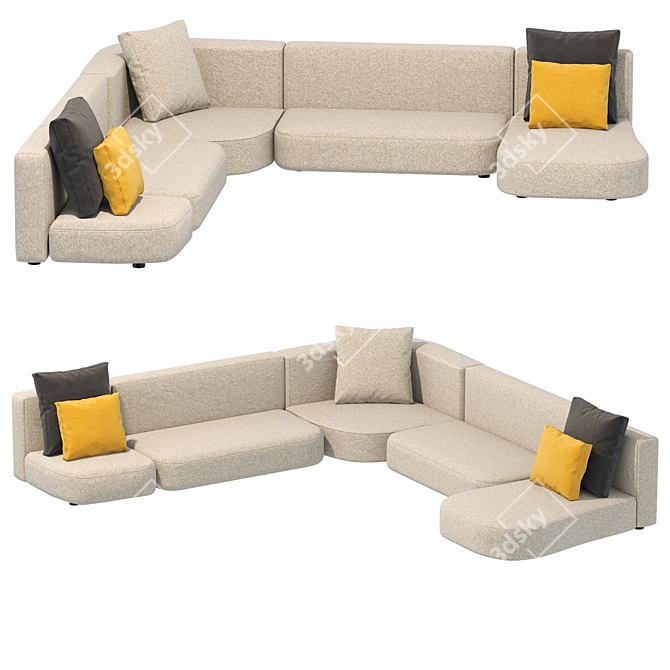 Modern Cappellini Litos Sofa 3D model image 3