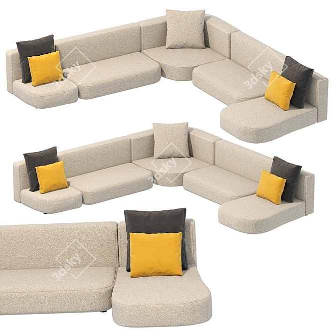 Modern Cappellini Litos Sofa 3D model image 4